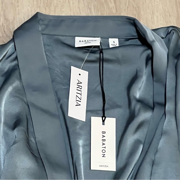 NWT! Babaton Hyde Satin Wrap Mini Dress - Picture 8 of 9